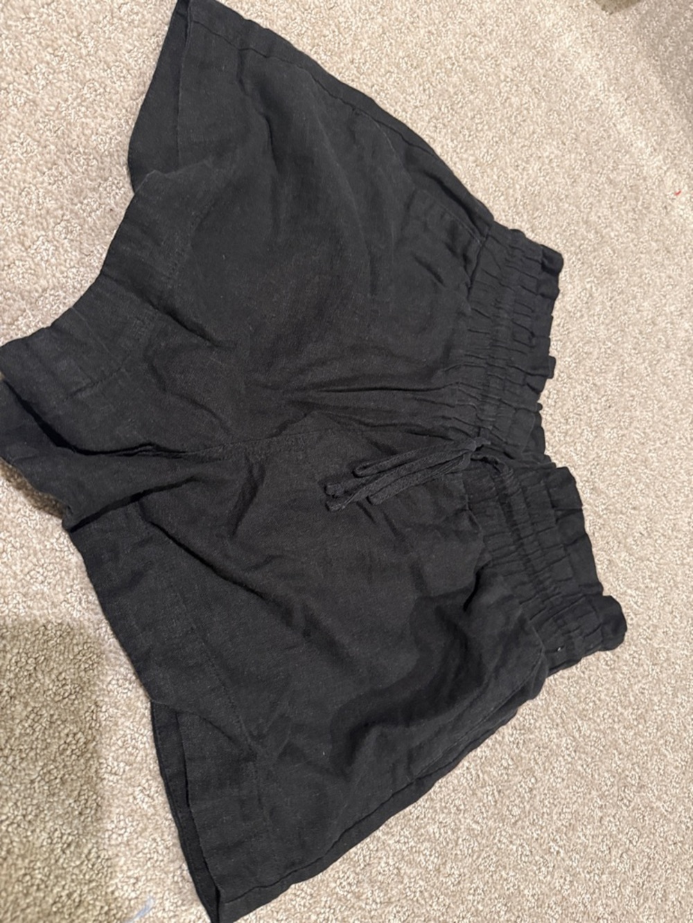 A New Day Black Elastic Waist Linen Shorts